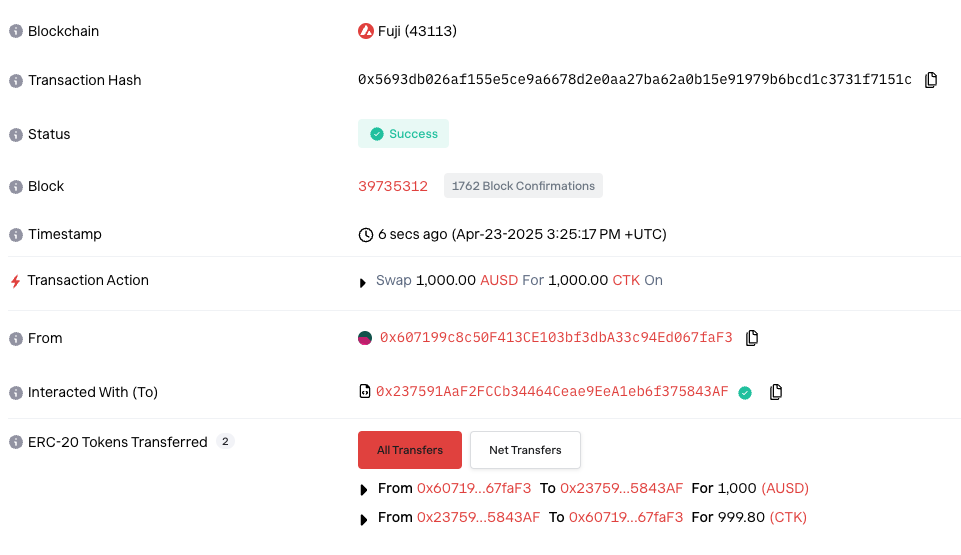 swapExactTokensForTokens